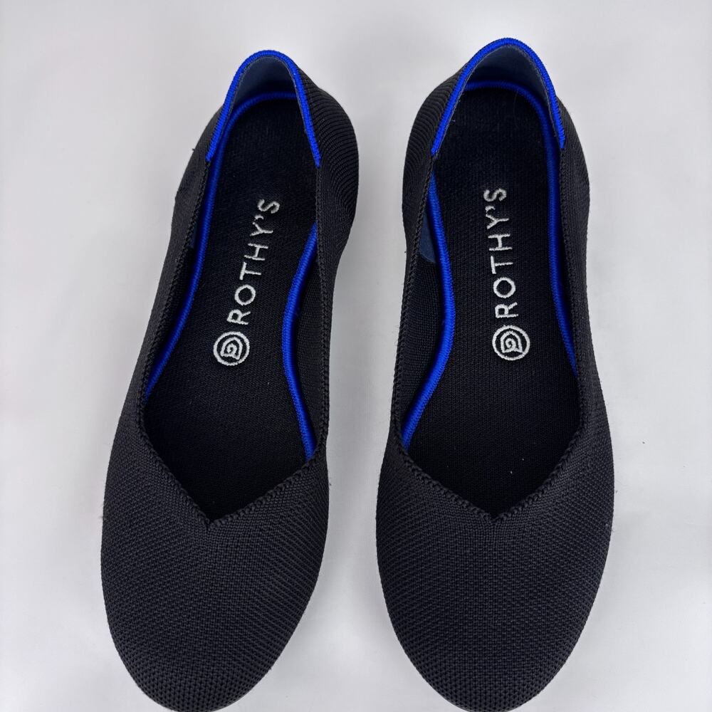 ROTHYS The Flat Knit Round Toe Ballet Flats Slip On Black Size 9.5 Washable - Picture 3 of 9